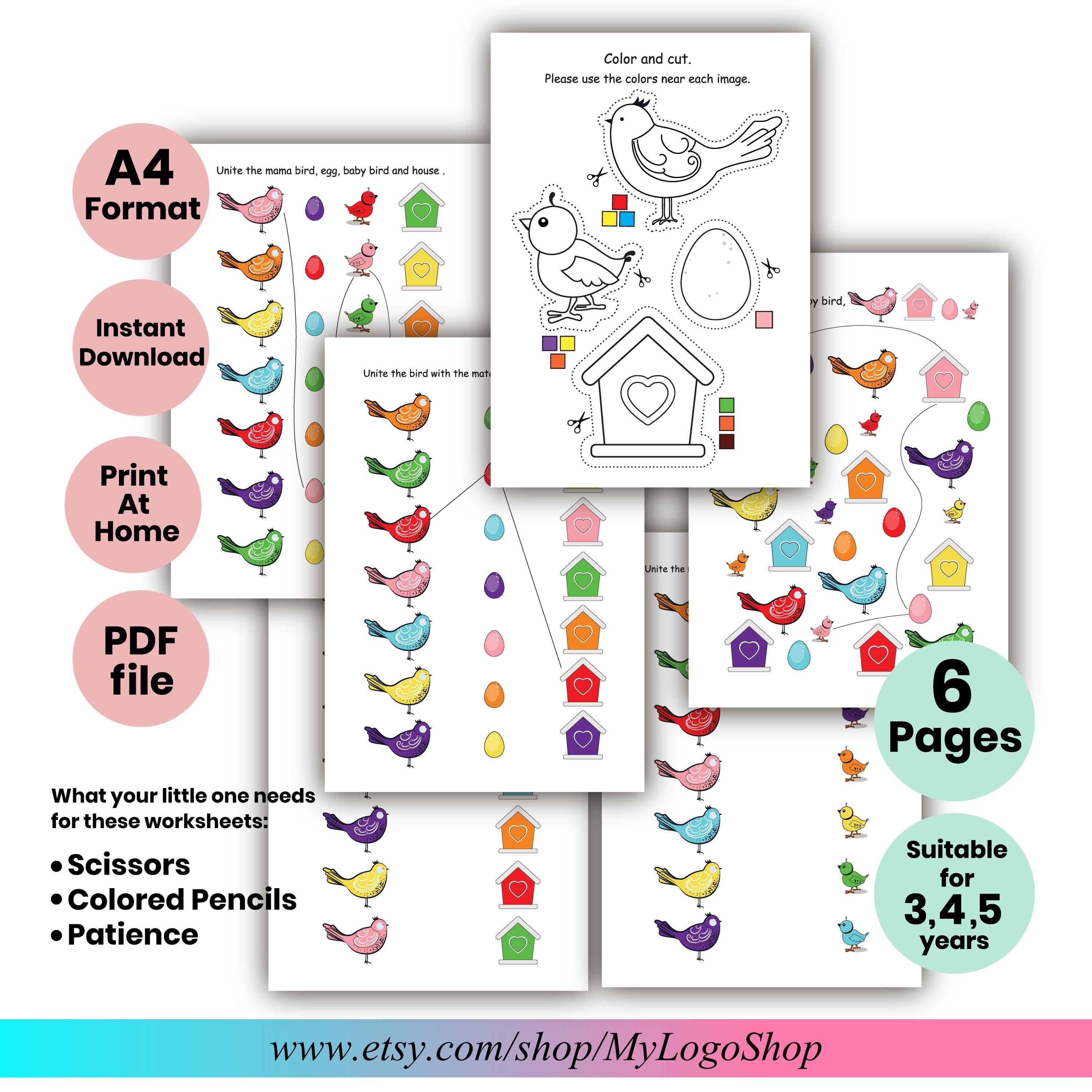 Coloring Copying Blocks Worksheet.pdf Preschool Kindergarten Worksheets: Color Matching, Cutting Practice ...
