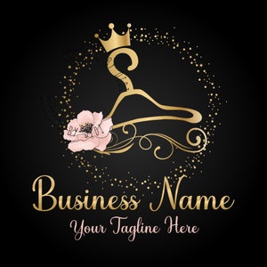 Hanger Logo, boutique logo, fashion crown hanger logo, girls business logo, vecto clothes hanger logo, Outfitters Logo, branding package