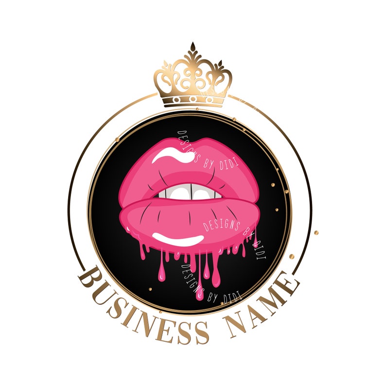 Download Custom logo dripping lips logo hot pink gold lips logo ...