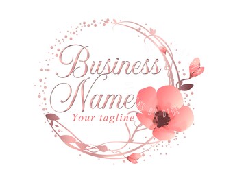 Flower logo, boutique fashion logo, flower shop, cherry flowers logo, flower wreath logo design, Business logo design, branding identity
