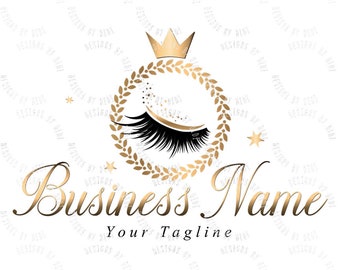 Lash custom logo, lashes crown logo, eyelash gold logo, makeup artist logo, lash extension logo, lash branding package, lash graphic design