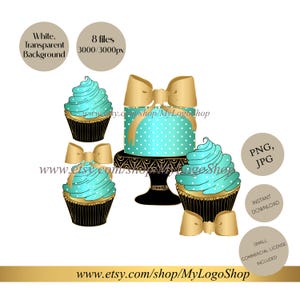 Pastel de panadería, cupcake, descarga digital, turquesa, verde azulado, imprimible, brillo, glamour, dulces, sublimación para camisetas, tazas, tarjetas, panadería, pastelería