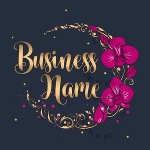 Logotipo da flor da orquídea, orquídea do logotipo da grinalda, logotipo da boutique de moda, orquídea redonda ourple rosa quente, logotipo colorido da orquídea, identidade de marca vetorial