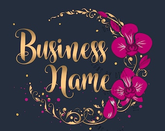 Orchid Flower Logo: Boutique Branding, Hot Pink & Purple (Digital Files)
