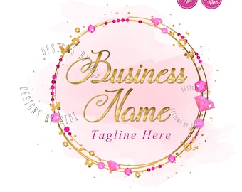 Jewelry logo design, charms necklace bracelet business branding, beads gems crystals handmade jewels logo, premade boutique boho template
