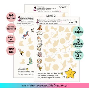 Preschool worksheets digital download, Fun learning activities for children, Kids educational brain games, ready to print kindergarten tasks