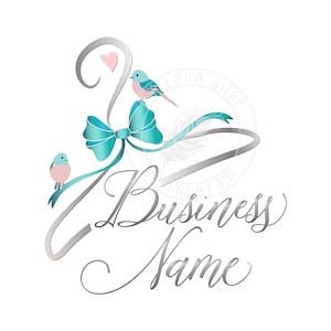 Hanger bow with birds logo design, clothes hanger Logo, fashion hanger Logo, clothes hanger logo, Outfitters Logo, vector branding package
