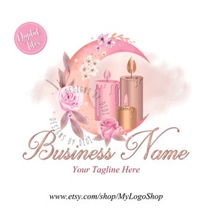 Moon candle logo, boutique logo, beauty logo, scents watercolor design, candle business logo, candle label design, vector branding identity