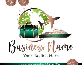 Diseño de logotipo para agencia de viajes en verde esmeralda y dorado (archivos digitales)