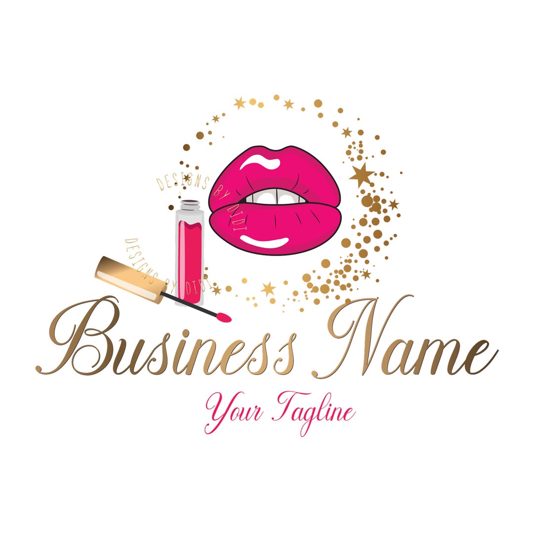 Lips Custom Logo, Lips Logo, Lipstick Logo, Cosmetics Logo, Makeup ...