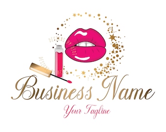 Lips Cosmetics Logo: Premade Beauty Salon Branding (Digital Files)