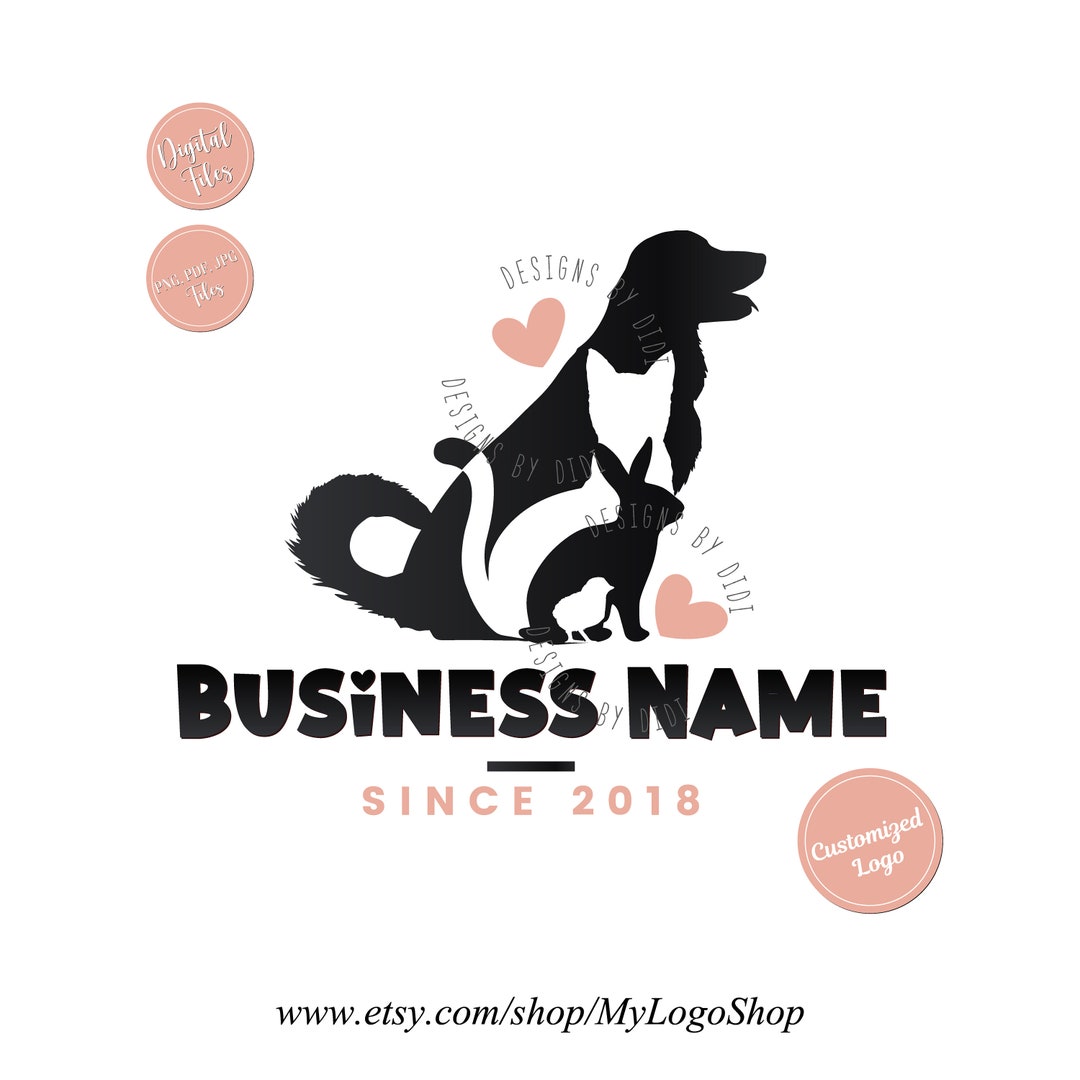 Pet Shop Logo Design: Dog, Cat, Rabbit, Chicken (digital Files)
