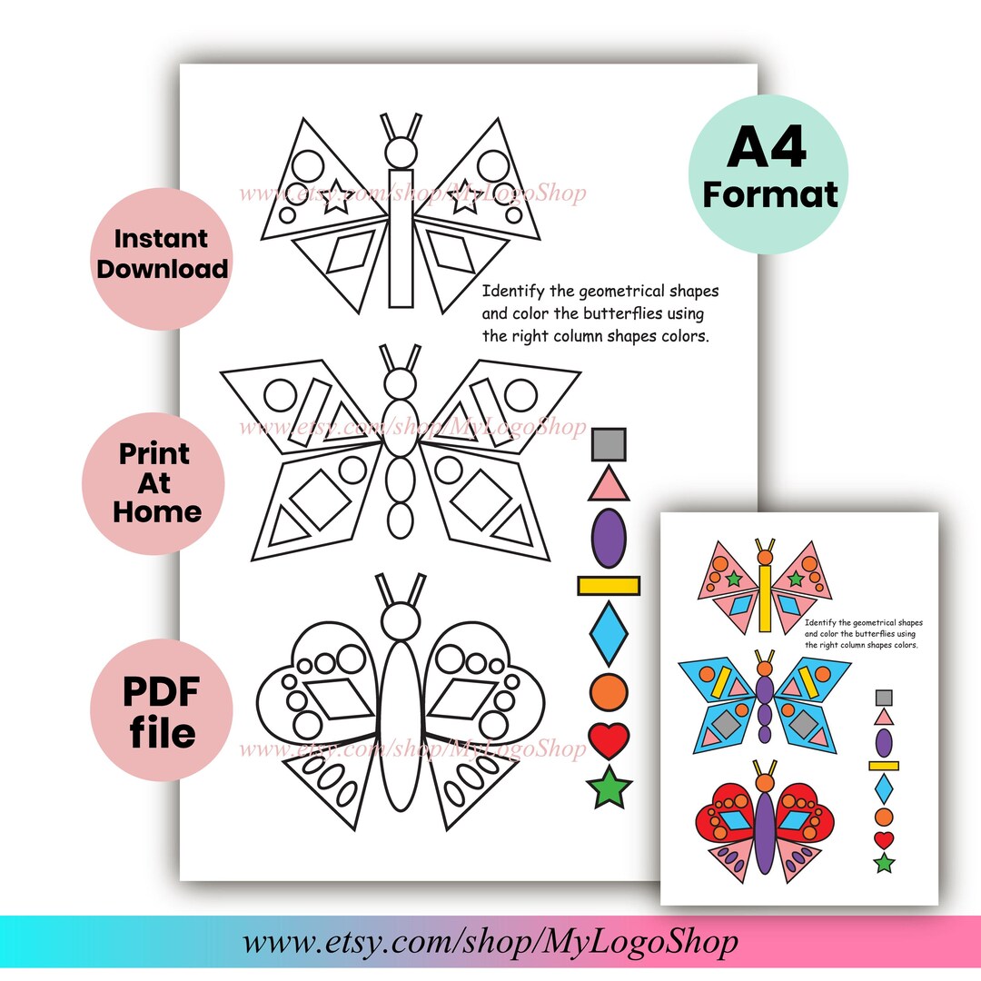 Shapes & Colors Preschool Worksheet: Fun Learning Activity (PDF File ...