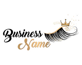 Lashes crown logo, eyelash gold crown logo, beauty logo, makeup artist logo, lash extension logo, cosmetics logo, vector branding identity