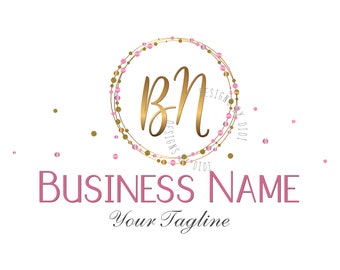 Premade Circle Initials Logo: Beauty Salon Boutique Branding (Digital Files)