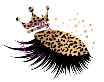Cheetah Print Eyelash Logo with Gold Crown (Digital Download)