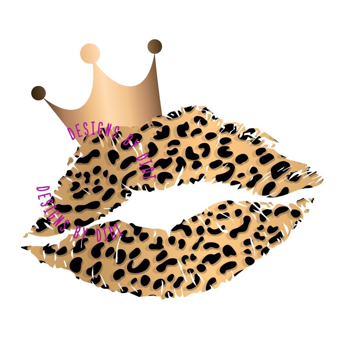 Instant Download, Cheetah Print Lips Logo , Leopard Print Lips Clipart