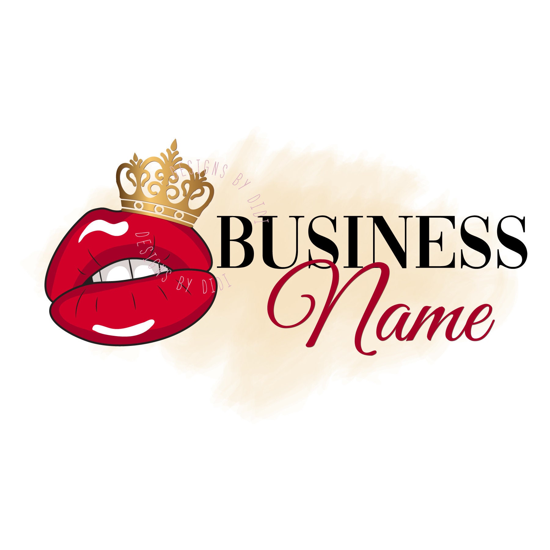 Custom Logo Crown Glitter Lips Logo Lips Logo Gold Black Etsy
