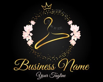 Clothes hanger Logo, fashion crown hanger Logo, feminine logo, Hanger crown Logo Design, girls Business Logo fashion, branding package