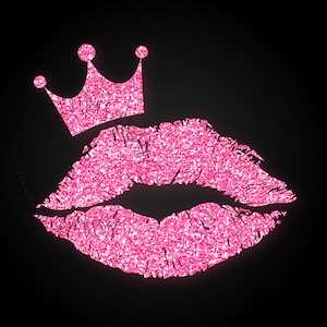 lips logo, Instant Download, hot pink glitter lips crown Clipart, lips crown image, instant download lips glitter clip art, glitter lips