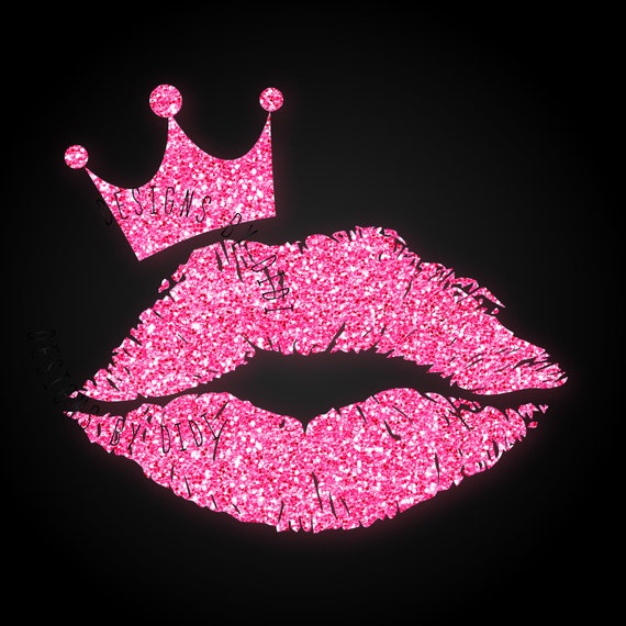 Logo Instant Download Hot Pink Glitter Lips Crown Etsy