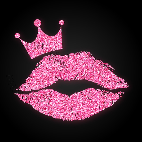 lips logo, Instant Download, hot pink glitter lips crown Clipart, lips crown image, instant download lips glitter clip art, glitter lips