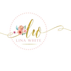 Flowers monogram gold logo, boutique fashion logo, beauty logo, flowers signature logo design, Business logo design, vector branding package