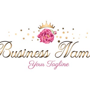 Watercolor Roses Flower Crown Logo: Boutique Salon Design (Digital Files)