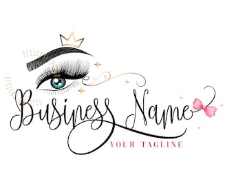 Eyelash Gold Crown Logo: Custom Beauty Logo (Digital Files)