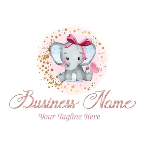 Kinder-Boutique-Logo, Kinderkleidung, Kinder-Schönheitsmode-Logo-Design, Elefantenjunges funkeln Logo, Babysitter-Logo, Vektor-Branding-Identität