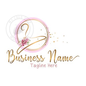 Clothes hanger Logo, fashion gold hanger Logo, feminine logo, beauty salon logo, Outfitters Logo, Pink gold girls Business Logo, vector logo