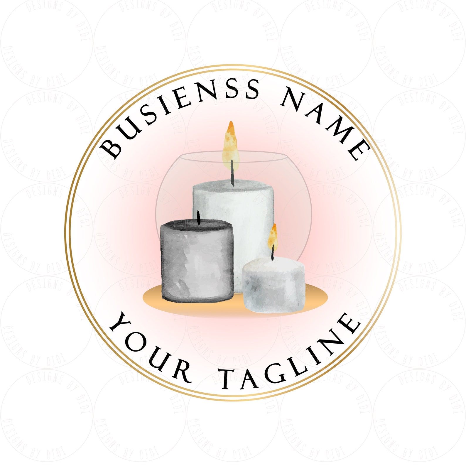 Custom Logo Design Candles and Melts Logo Gold Pink Candles Etsy