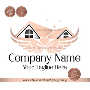 Home care logo, medical house logo, premade house heart angel wings design, nursing home care logo, senior care logo, branding identity