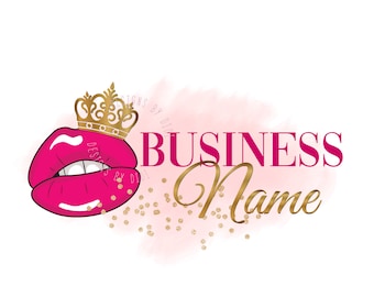 Pink Lips Crown Logo: Custom Beauty Salon Logo (Digital Files)
