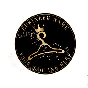 Clothes hanger gold crown Logo, fashion hanger Logo, crown hanger gold Logo, Premade Logo Design girls Boutique Logo, clothes hanger logo