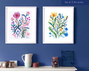 SET OF 2 - Flower Art prints - more colours - 11" x 14"