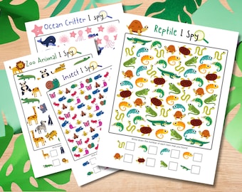 I spy animals printable activity sheets, I spy wildlife game for kids, I spy game, printable activities for kids, puzzle