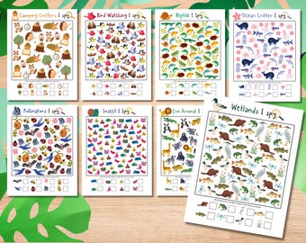 I spy animals and nature printable activity sheets, I spy wildlife game for kids, I spy game, printable activities for kids, puzzle