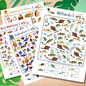 I spy nature afdrukbare activiteitenbladen, I spy wildlife-spel voor kinderen, I spy-spel, afdrukbare activiteiten voor kinderen, puzzel