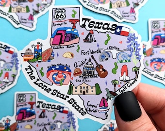 Texas Map Magnet, State Symbols, Cities Souvenir