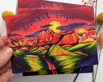 Red Rock Canyon Postcard, Nevada Desert Art Print (4x6)