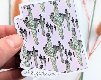 Arizona Map Magnet, Saguaro Cactus Souvenir