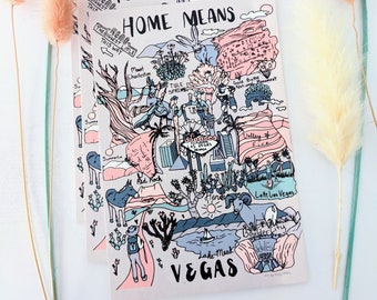 Vegas Postcard, Las Vegas souviner, Las Vegas Postcard, Vegas Postcard pack, Nevada Postcard, Las Vegas Map Print, A6 Print, 4x6 Print