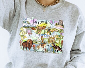 Wyoming State Nature Crewneck Unisex Sweatshirt - Trendy, Oversized loungewear for Mother's day gifts for Mom or Grandma