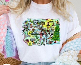 Washington State Crewneck Unisex Nature T Shirt - Trendy and Oversized loungewear for Mother's day gifts for Mom or Grandma