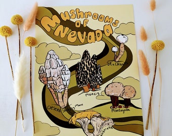 Nevada Mushroom Chart | Mushroom chart | Nevada print | Mushroom artwork | Nevada Gift | Mushroom Gift | Nature Gift | Mushroom print