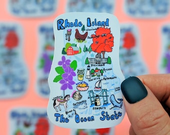 Rhode Island Map Sticker, State Souvenir Gift
