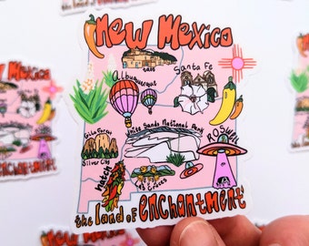New Mexico State Sticker – Santa Fe, Taos, Roswell Travel Vinyl Decal – Southwestern Souvenir Gift