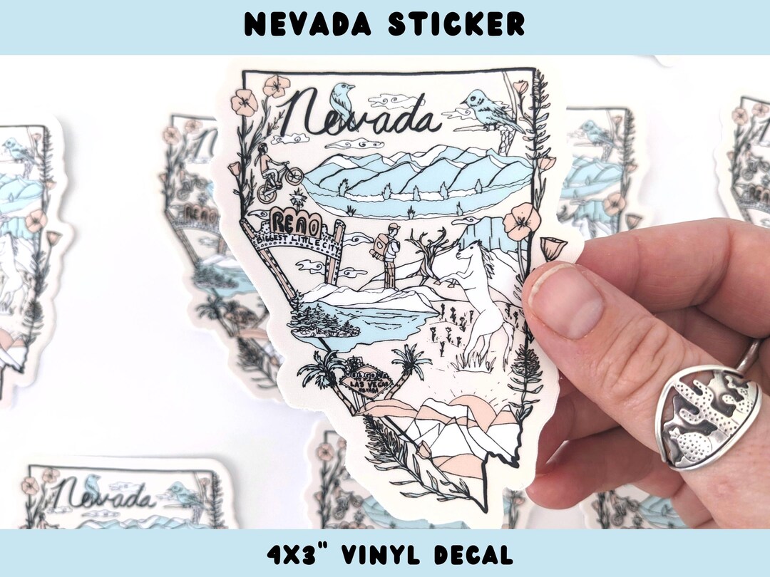 Nevada Travel Sticker - Las Vegas Sticker, Reno Decal, State Souvenir ...