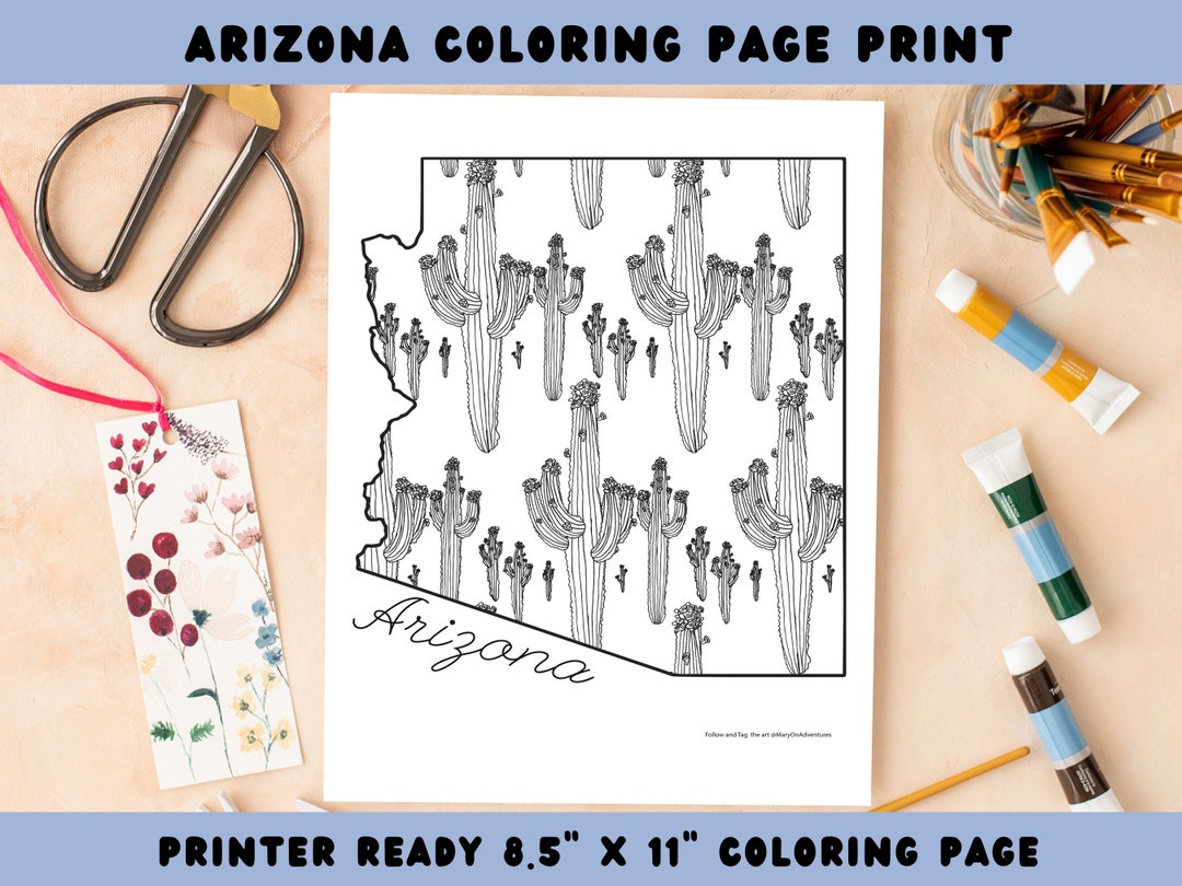 Arizona Coloring Page Map Arizona Digital Download Arizona - Etsy